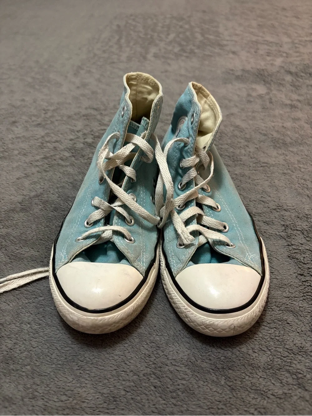 Converse Kids High-Top Canvas Sneakers in Light Blue and White